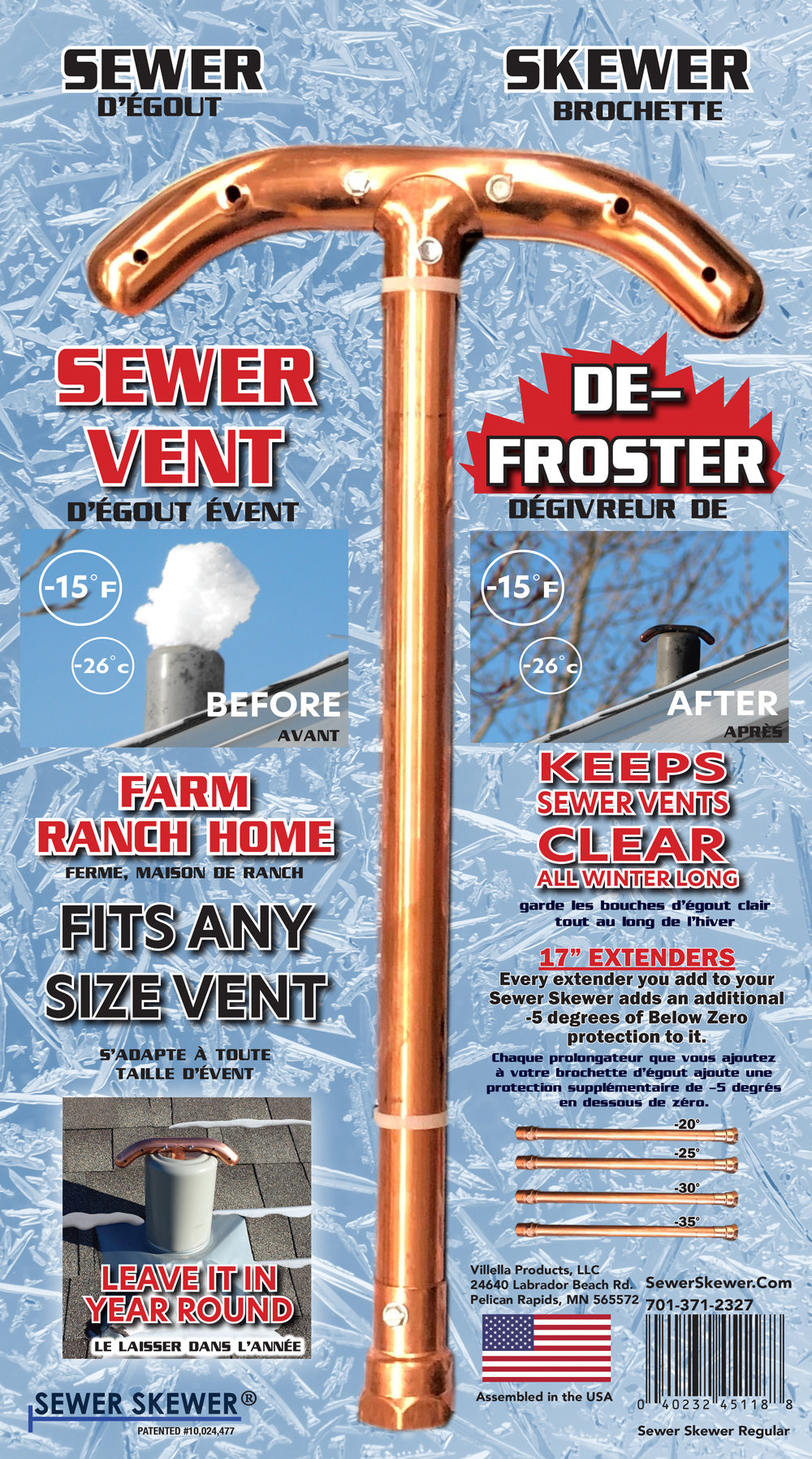 Regular Sewer Skewer - Sewer Skewer - Sewer Vent Defroster